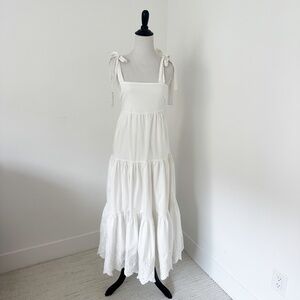 Jason Wu White Tiered Maxi Dress with Tie Straps